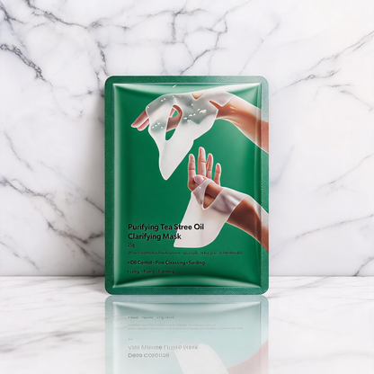 Verhelderend en zuiverend stoffen masker met tea tree-olie